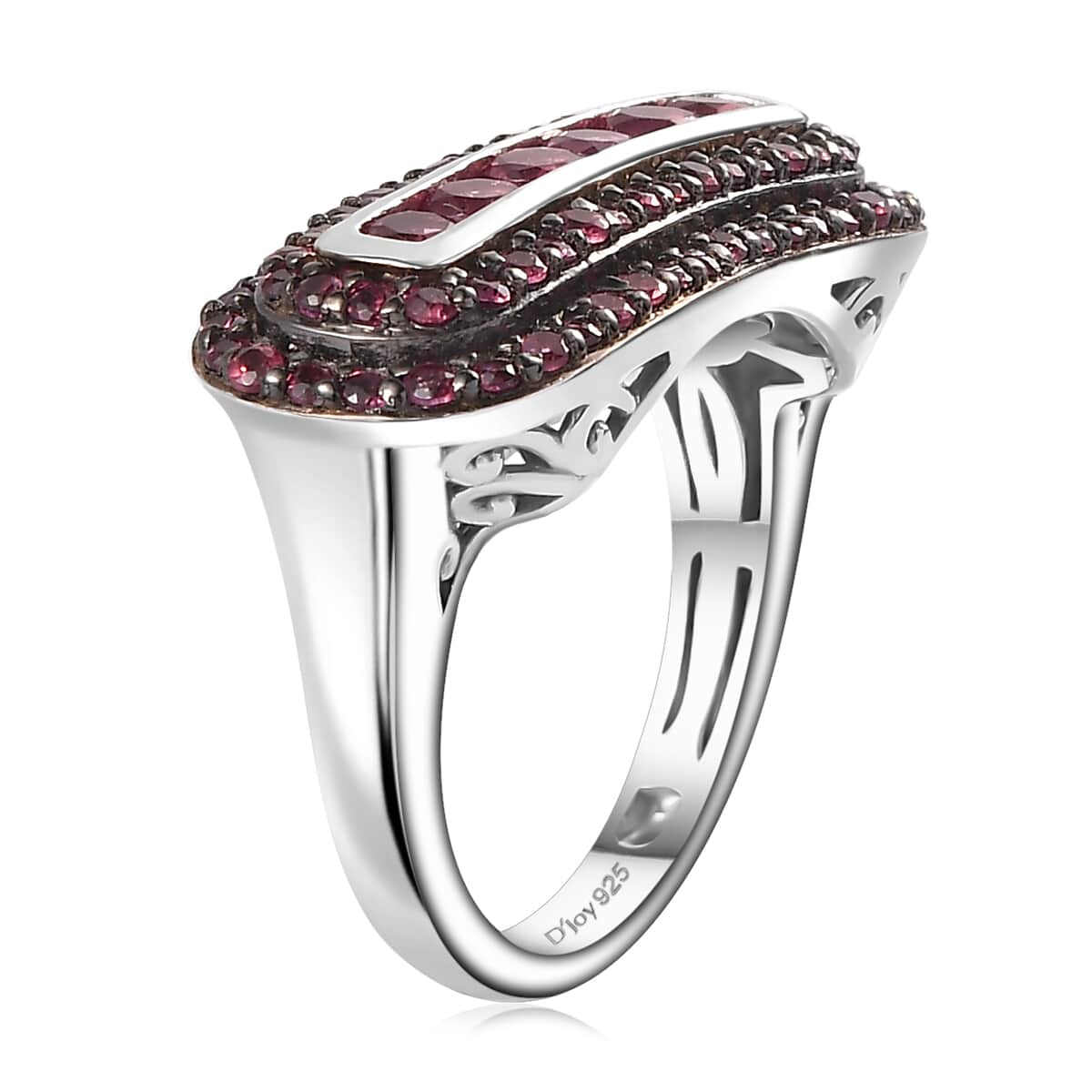 Premium Tanzanian Wine Garnet Ring in Rhodium Over Sterling Silver (Size 10.0) 1.65 ctw image number 3