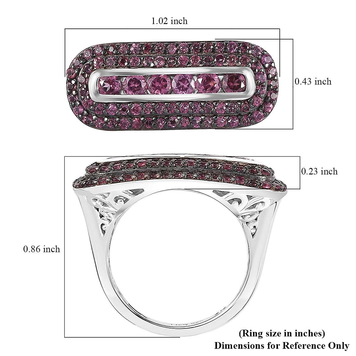 Tanzanian Wine Garnet Ring in Rhodium Over Sterling Silver (Size 10.0) 1.65 ctw
