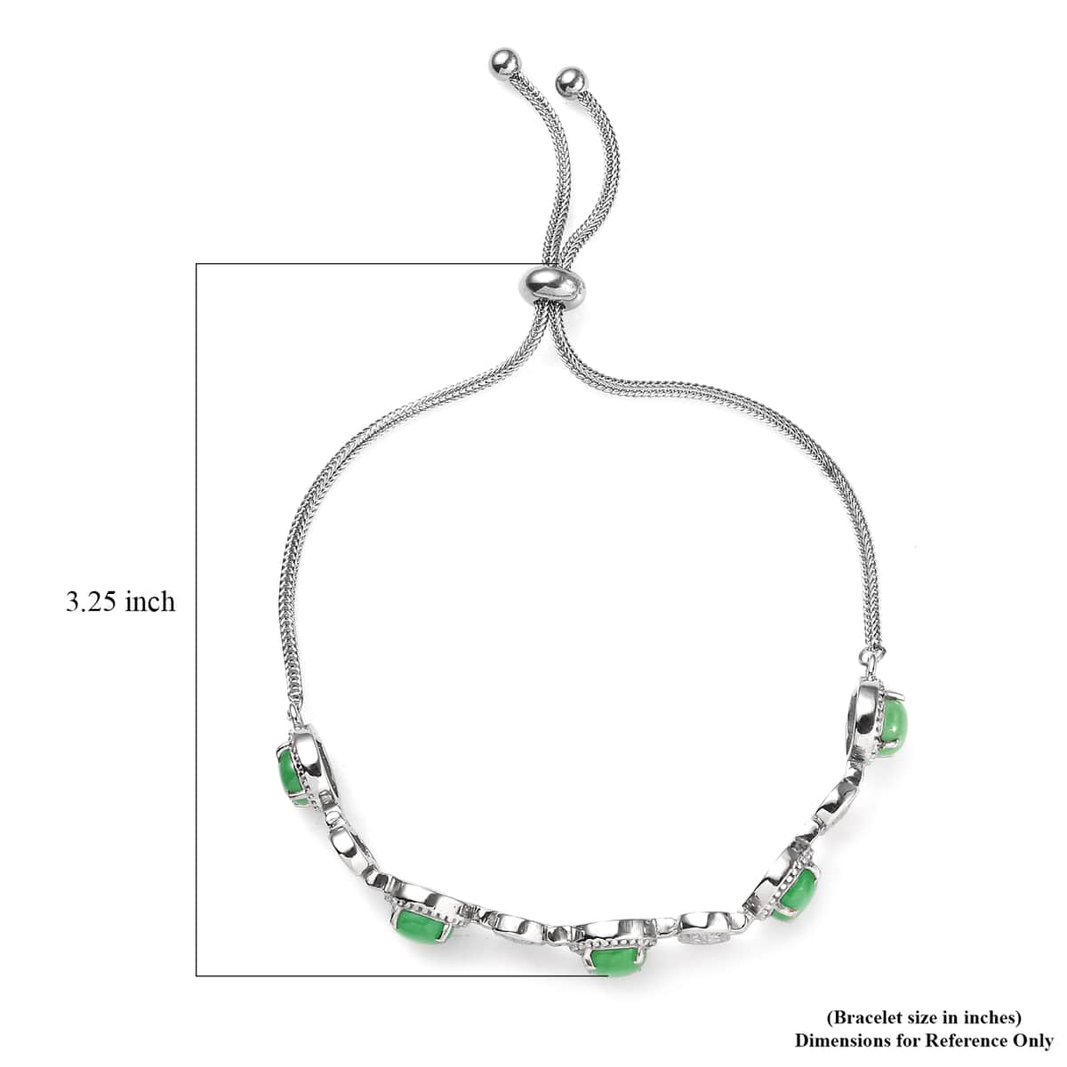 Green Jade (D) 9.15 ctw Bolo Bracelet in Stainless Steel image number 4