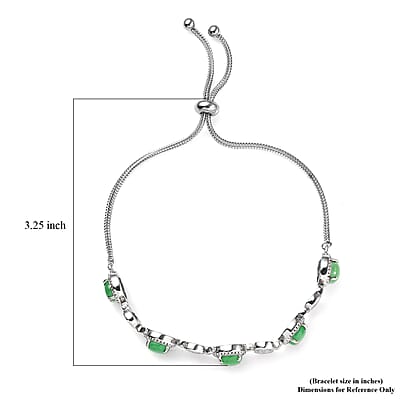 Green Jade (D) 9.15 ctw Bolo Bracelet in Stainless Steel