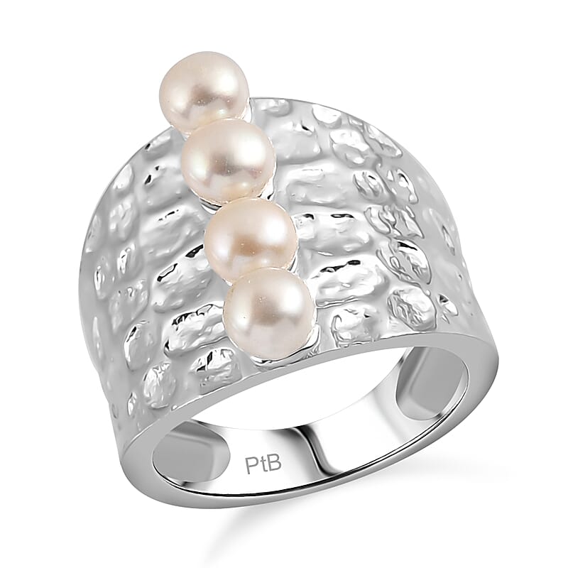 Freshwater Pearl Ring in Platinum Bond (Size 6.5)