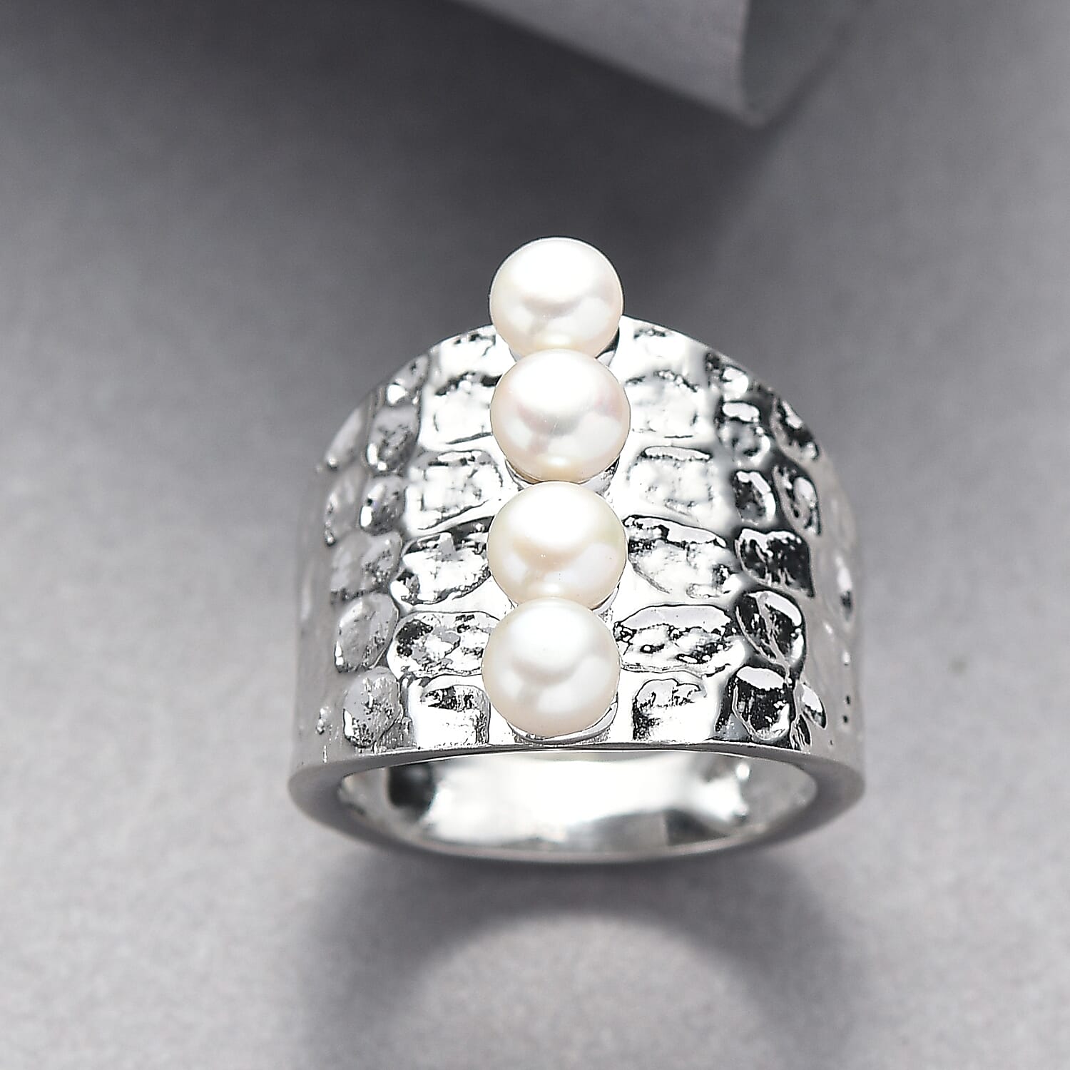 Freshwater Pearl Ring in Platinum Bond (Size 6.5)