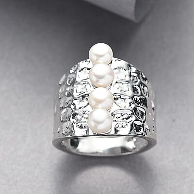 Freshwater Pearl Ring in Platinum Bond (Size 6.5)