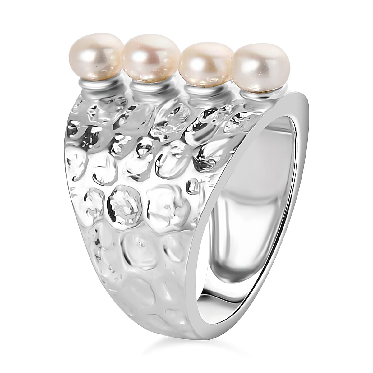 Freshwater Pearl Ring in Platinum Bond (Size 6.5)