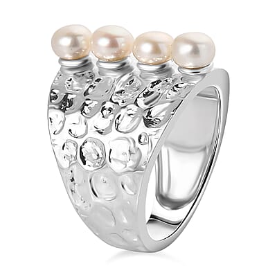 Freshwater Pearl Ring in Platinum Bond (Size 6.5)