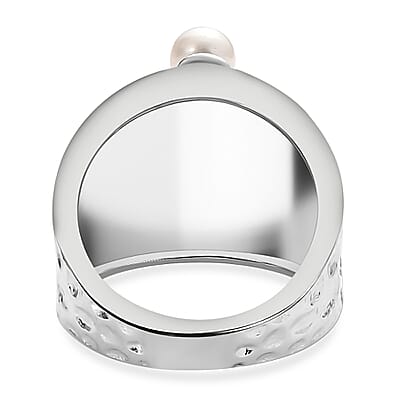 Freshwater Pearl Ring in Platinum Bond (Size 6.5)