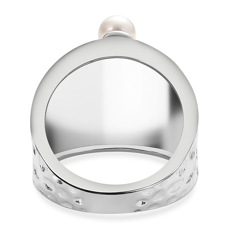 Freshwater Pearl Ring in Platinum Bond (Size 6.5)