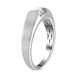 White Moissanite 0.44 ctw Ring in Rhodium Over Sterling Silver (Size 8)