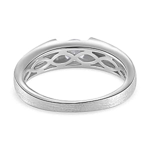 White Moissanite 0.44 ctw Ring in Rhodium Over Sterling Silver (Size 8)