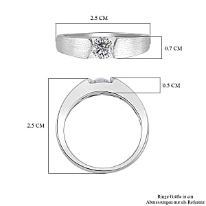 White Moissanite 0.44 ctw Ring in Rhodium Over Sterling Silver (Size 8)