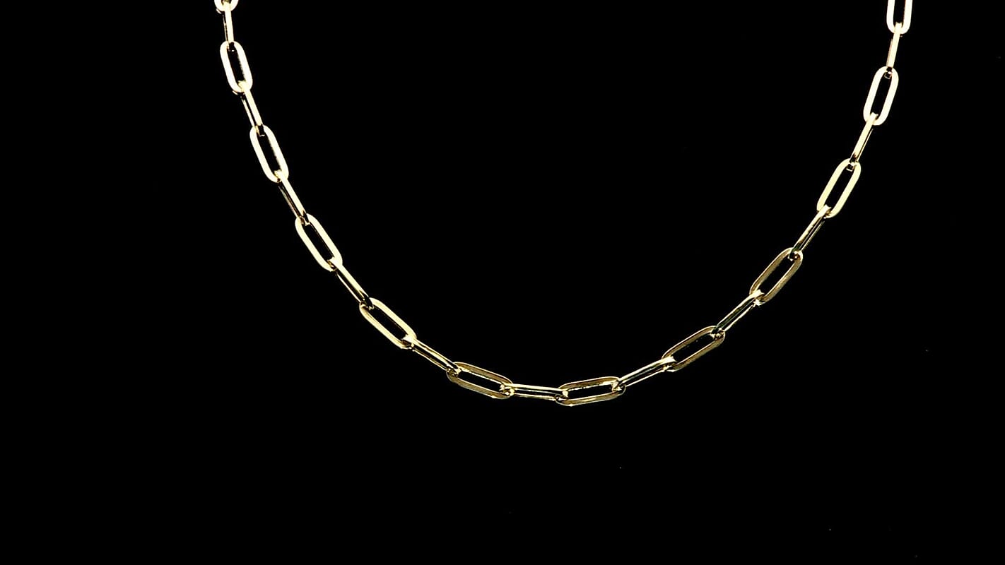 10K Yellow Gold 5.5mm Paper Clip Necklace 22 Inches 14.50 Grams