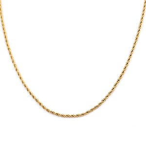 10K Yellow Gold 3.3mm Hollow Rope Necklace 20 Inches 3.30 Grams