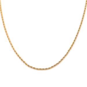 10K Yellow Gold 2.5mm Rope Necklace 22 Inches 3.65 Grams