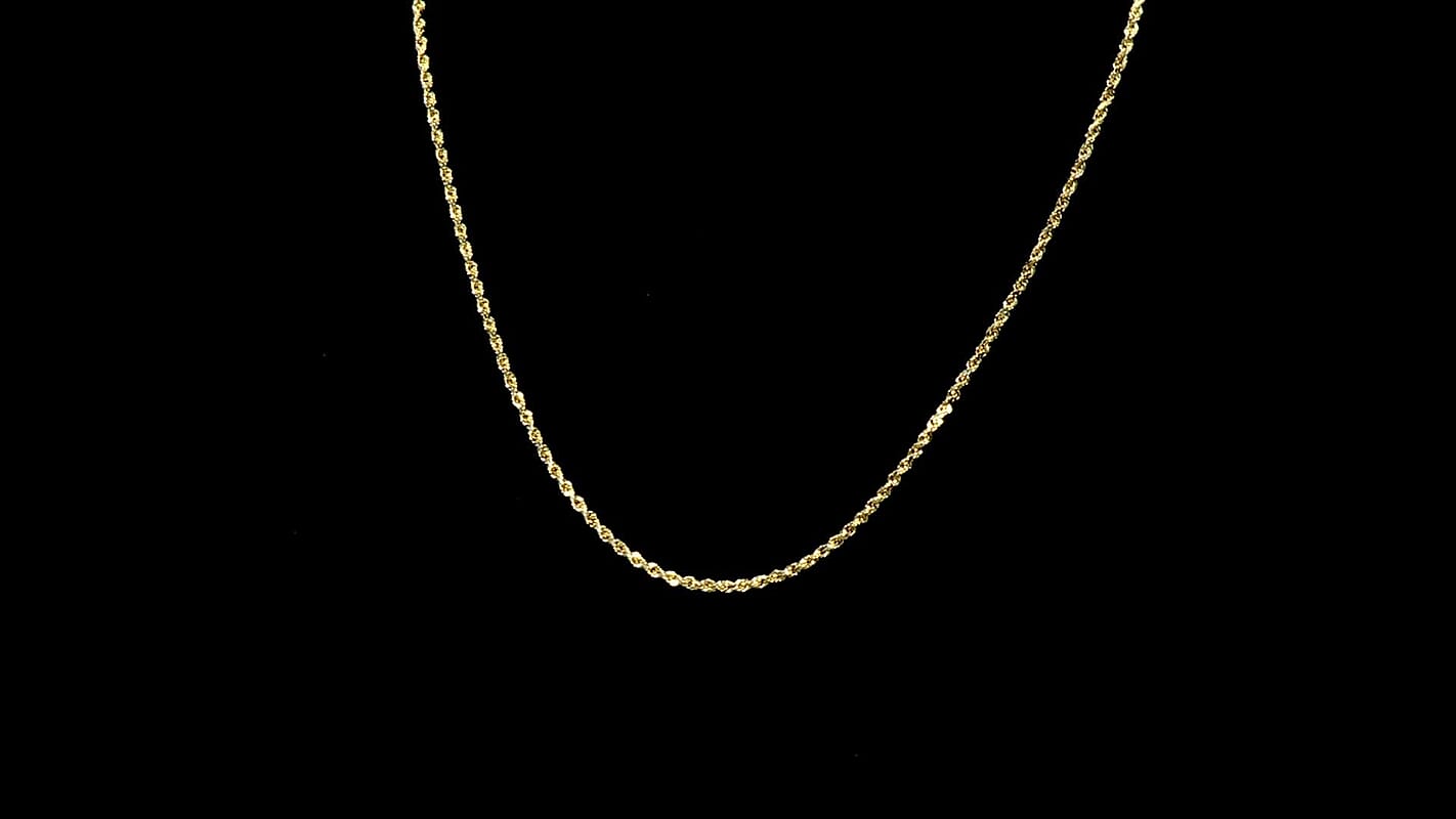 10K Yellow Gold 3.3mm Hollow Rope Necklace 22 Inches 3.60 Grams