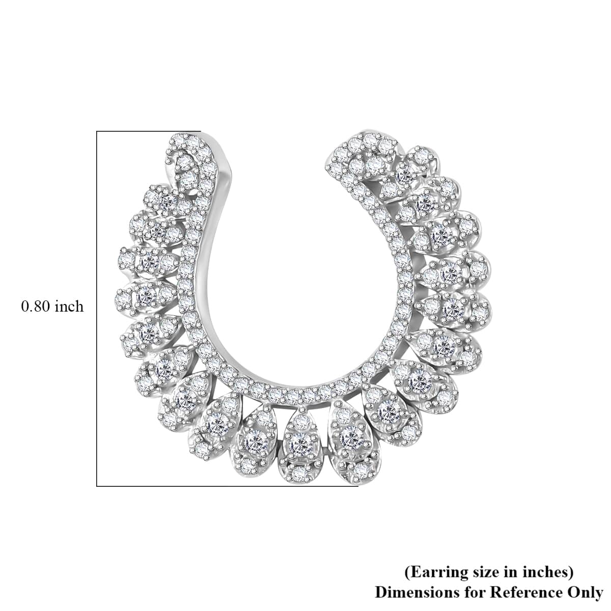 White Diamond Hoop Earrings in Rhodium Over Sterling Silver 1.00 ctw image number 4