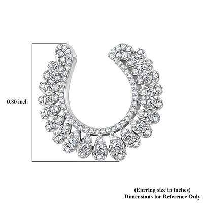 White Diamond Hoop Earrings in Rhodium Over Sterling Silver 1.00 ctw