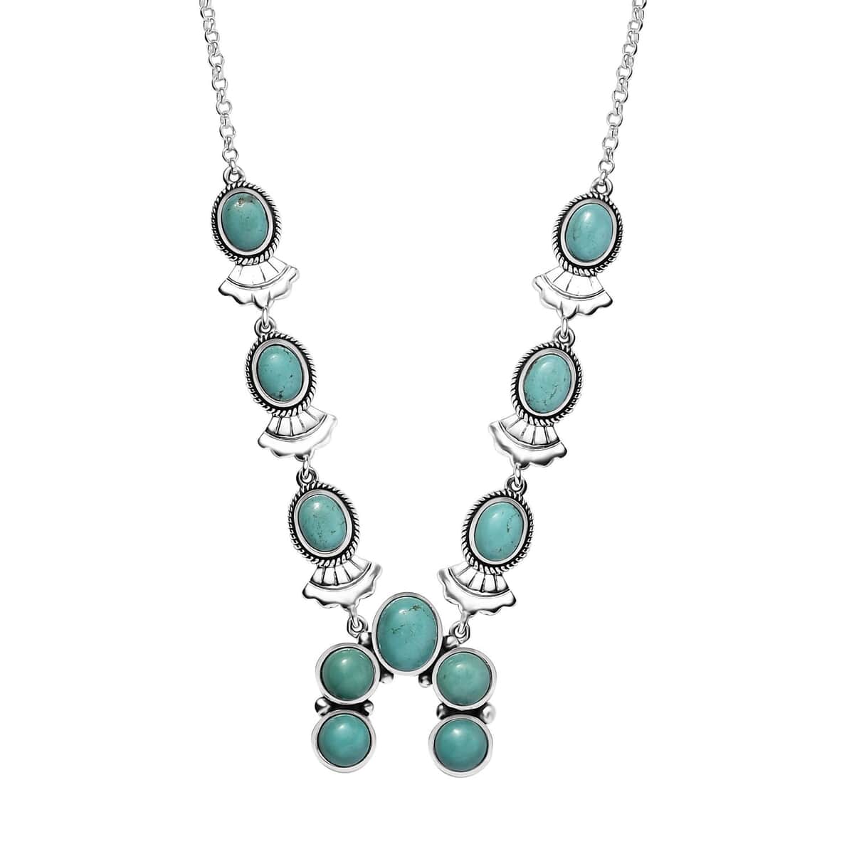 Artisan Crafted Premium Sierra Nevada Turquoise Necklace 18-20 Inches in Black Oxidized Sterling Silver 15.85 ctw image number 0