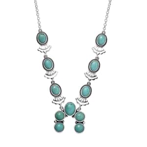 Artisan Crafted Premium Sierra Nevada Turquoise Necklace 18-20 Inches in Black Oxidized Sterling Silver 15.85 ctw