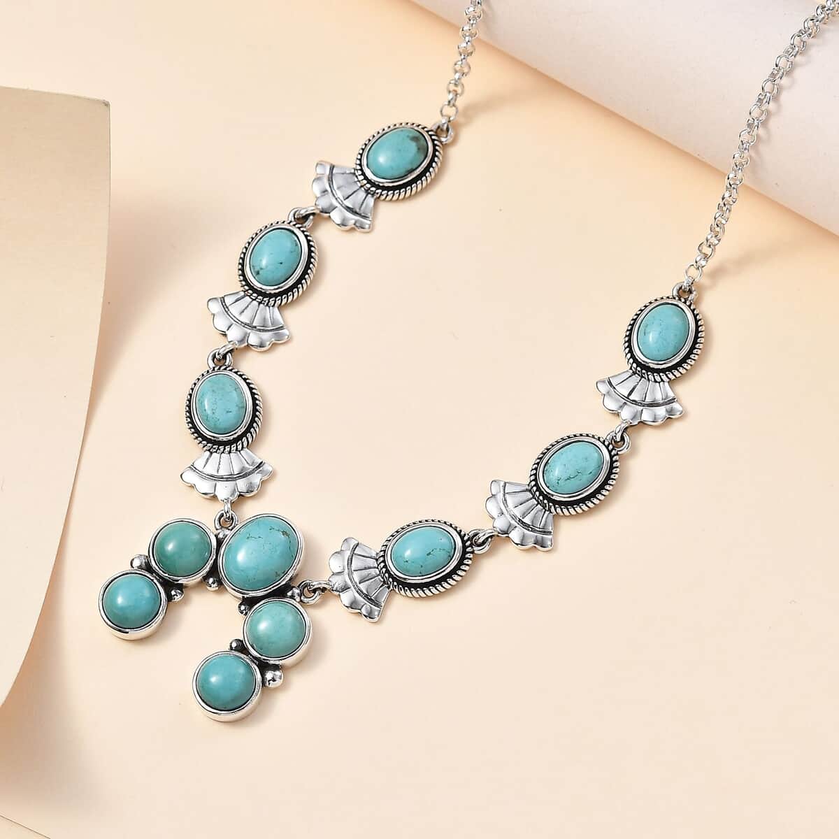 Artisan Crafted Premium Sierra Nevada Turquoise Necklace 18-20 Inches in Black Oxidized Sterling Silver 15.85 ctw image number 1