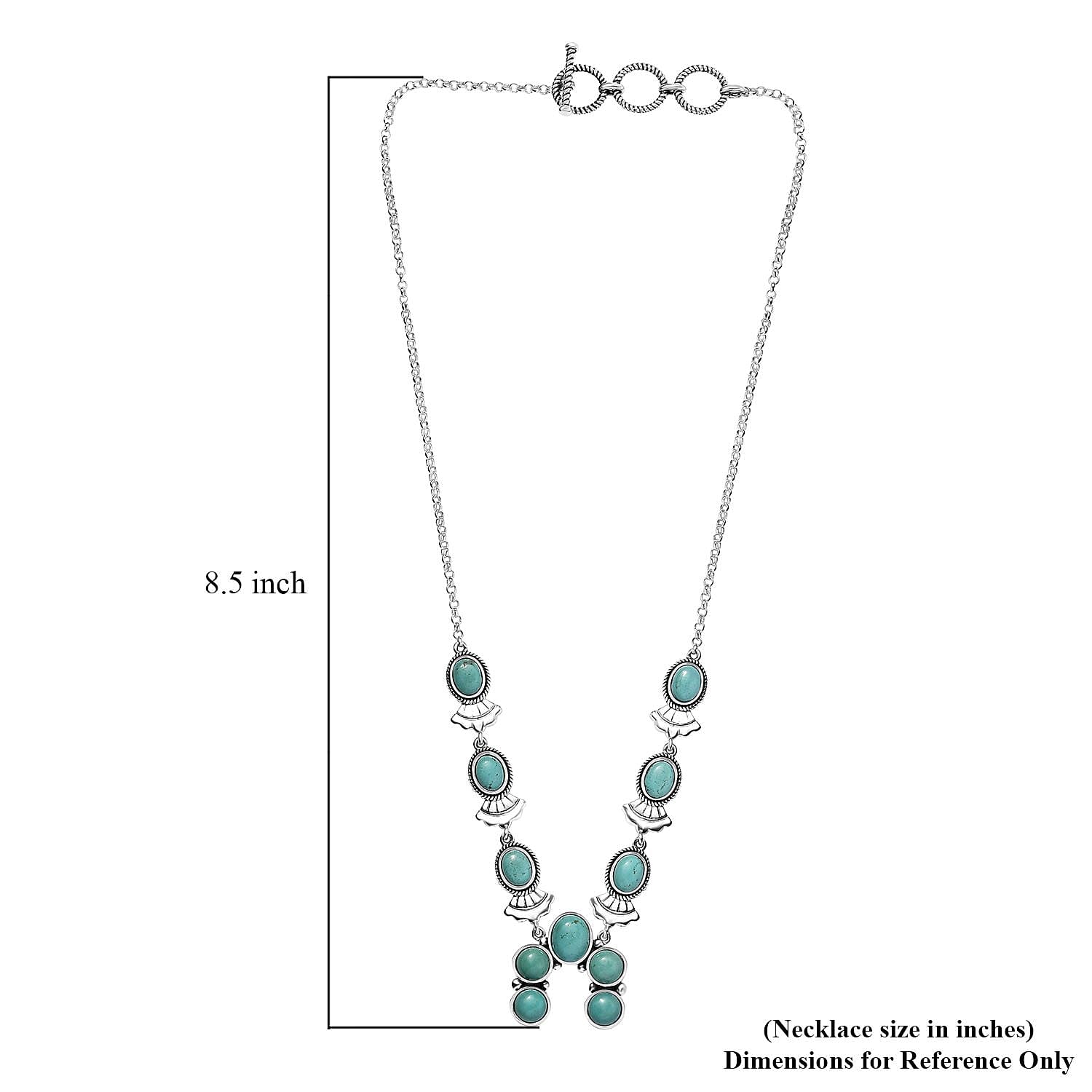 D'Joy Artisan Crafted Premium Sierra Nevada Turquoise Necklace 18-20 Inches in Black Oxidized Sterling Silver 15.85 ctw