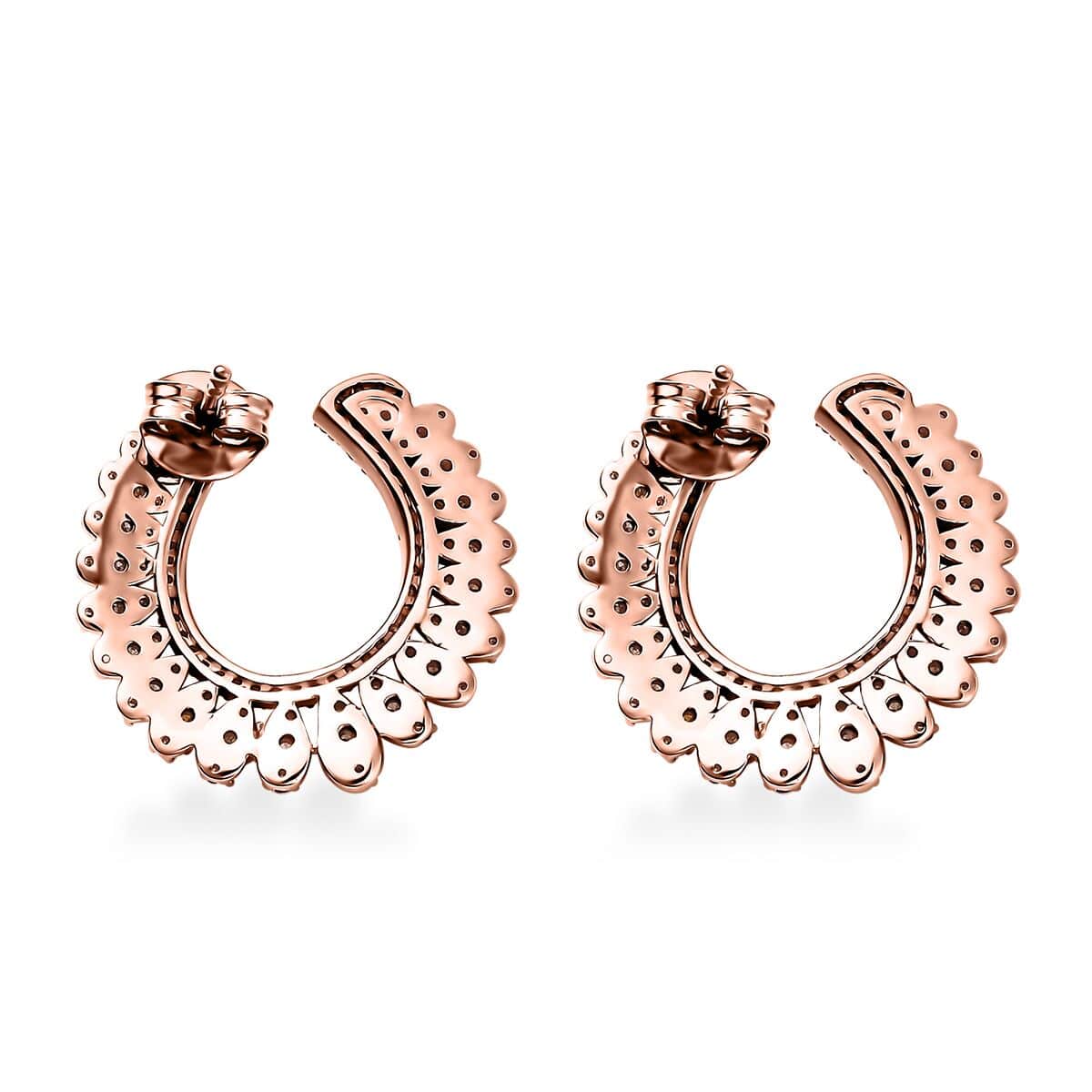 Natural Champagne Diamond Earrings in 18K Vermeil Rose Gold Over Sterling Silver 1.00 ctw image number 3