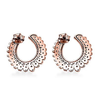 Natural Champagne Diamond Earrings in 18K Vermeil Rose Gold Over Sterling Silver 1.00 ctw