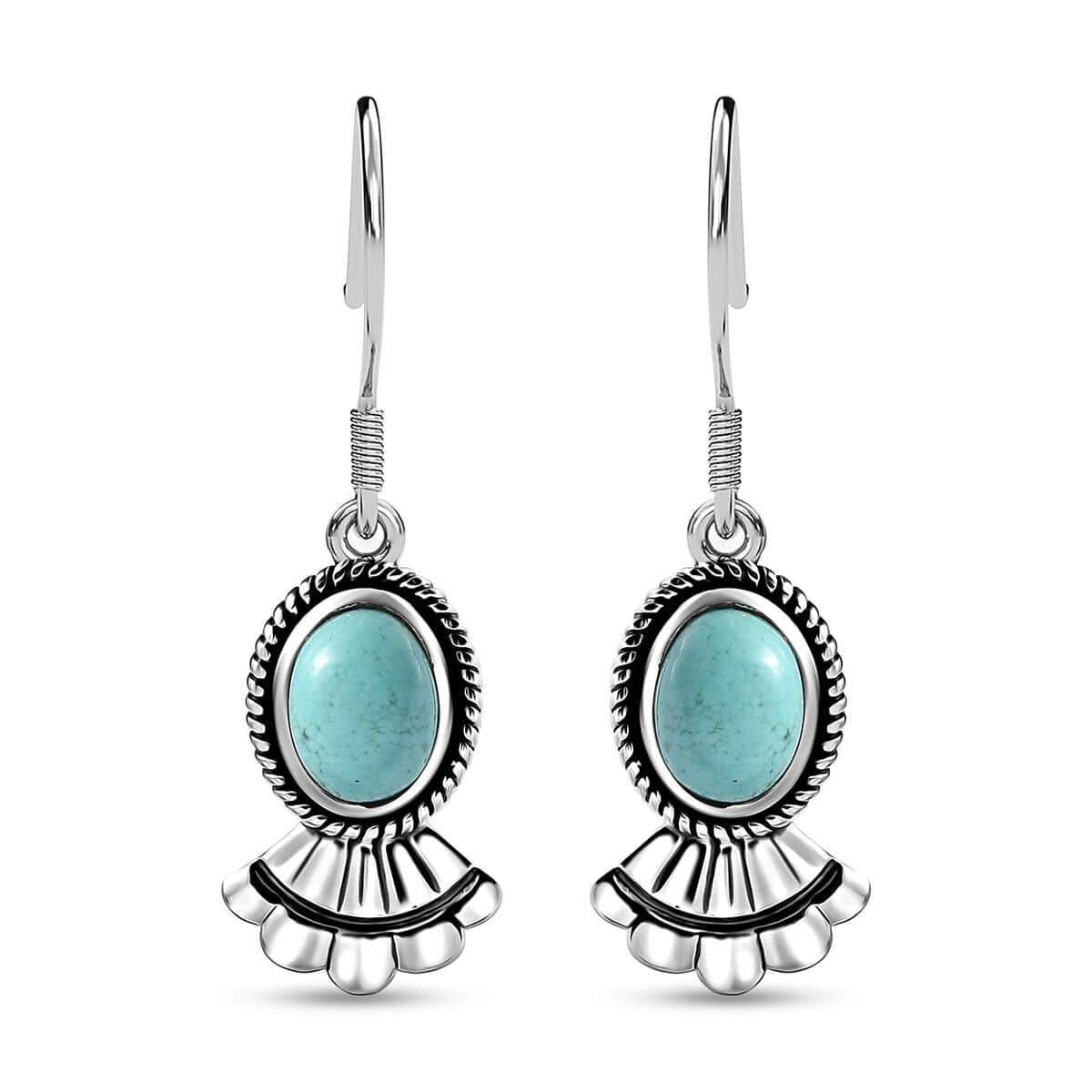 Artisan Crafted Sierra Nevada Turquoise Earrings in Black Oxidized Sterling Silver 2.40 ctw image number 0