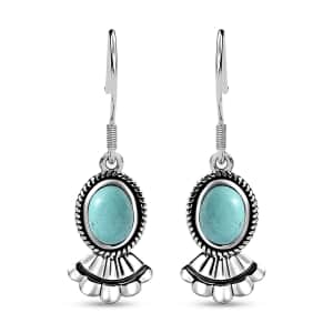 Artisan Crafted Sierra Nevada Turquoise Earrings in Black Oxidized Sterling Silver 2.40 ctw