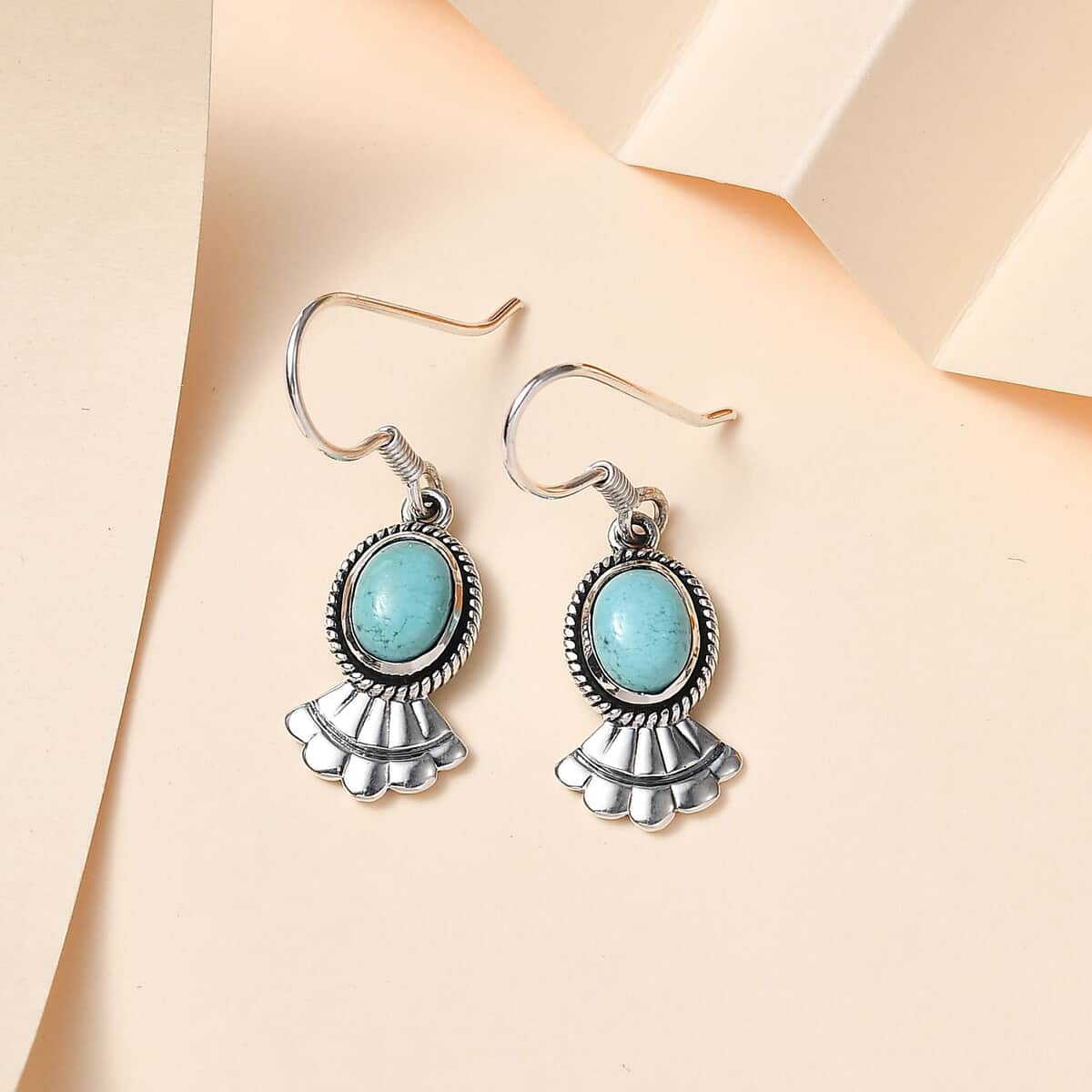 Artisan Crafted Sierra Nevada Turquoise Earrings in Black Oxidized Sterling Silver 2.40 ctw image number 1