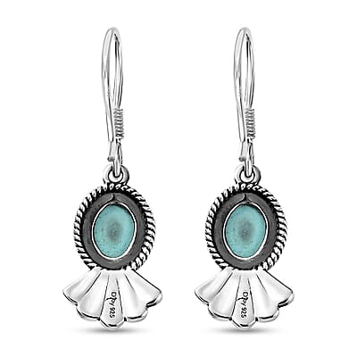 Artisan Crafted Sierra Nevada Turquoise Earrings in Black Oxidized Sterling Silver 2.40 ctw