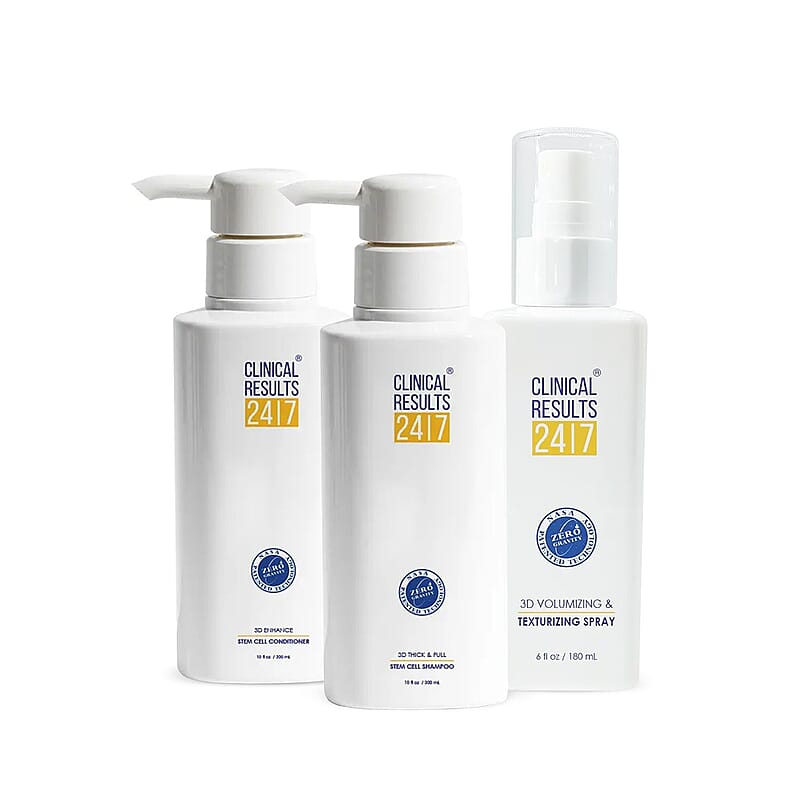 Clinical Results 3D Enhance Stem Cell Conditioner, 3D Thick & Full Stem Cell Shampoo, & 3D Volumizing  Texturizing Spray