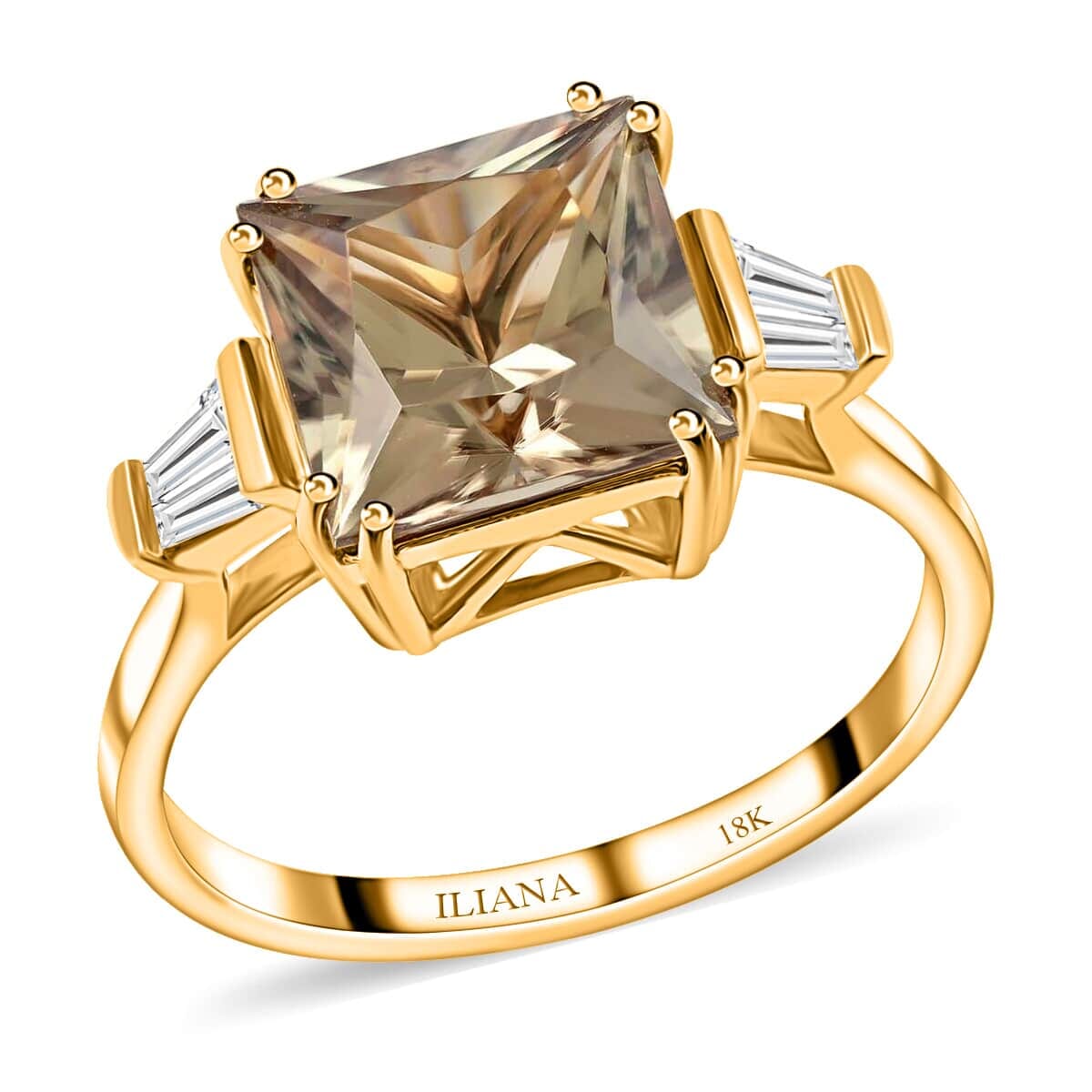 Certified and Appraised Iliana 18K Yellow Gold AAA Turkizite and G-H SI Diamond Ring (Size 6.5) 4.25 ctw image number 0