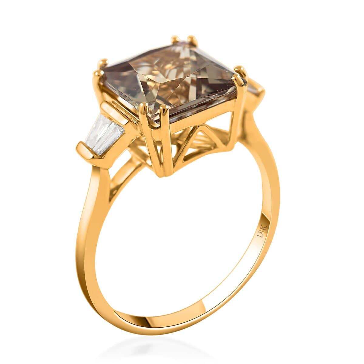 Certified and Appraised Iliana 18K Yellow Gold AAA Turkizite and G-H SI Diamond Ring (Size 6.5) 4.25 ctw image number 3