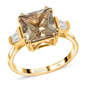 Certified and Appraised Iliana 18K Yellow Gold AAA Turkizite and G-H SI Diamond Ring (Size 7.5) 4.25 ctw