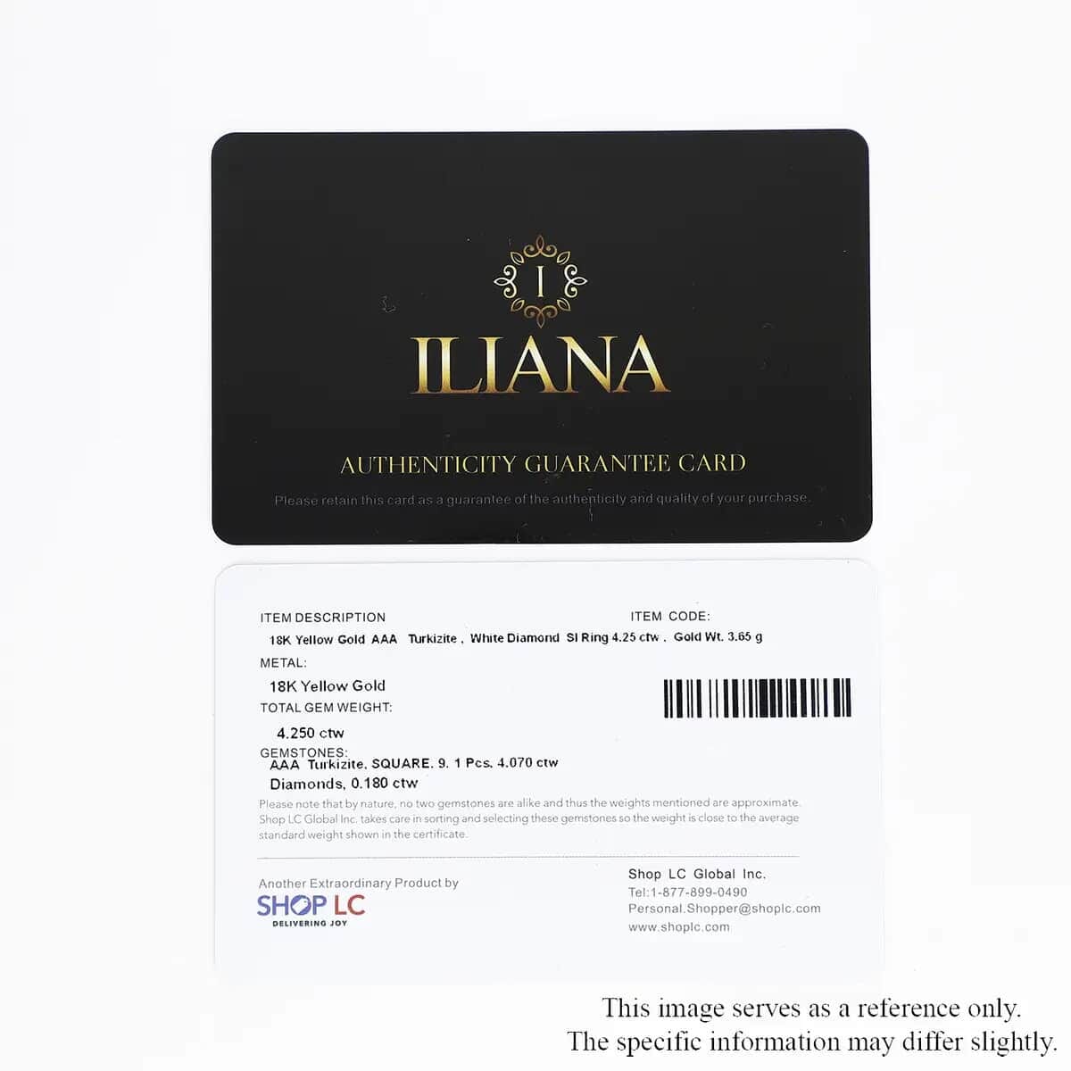 Certified and Appraised Iliana 18K Yellow Gold AAA Turkizite and G-H SI Diamond Ring (Size 7.5) 4.25 ctw image number 6