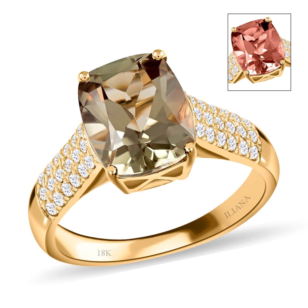 Certified and Appraised Iliana 18K Yellow Gold AAA Turkizite and G-H SI Diamond Ring (Size 7.5) 4.90 Grams 3.55 ctw image number 0