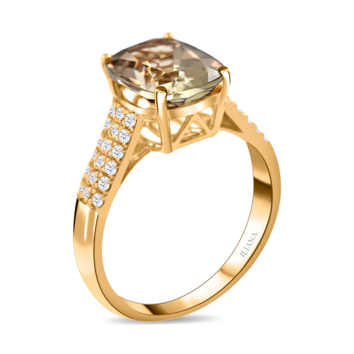 Certified and Appraised Iliana 18K Yellow Gold AAA Turkizite and G-H SI Diamond Ring (Size 7.5) 4.90 Grams 3.55 ctw image number 3