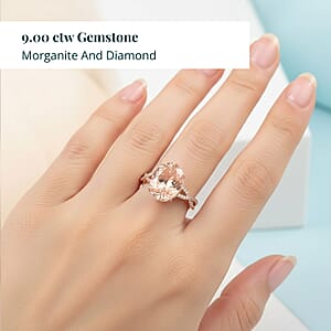 Certified and Appraised Iliana 18K Rose Gold AAA Marropino Morganite and G-H SI Diamond Ring (Size 10.5) 4.10 Grams 9.00 ctw