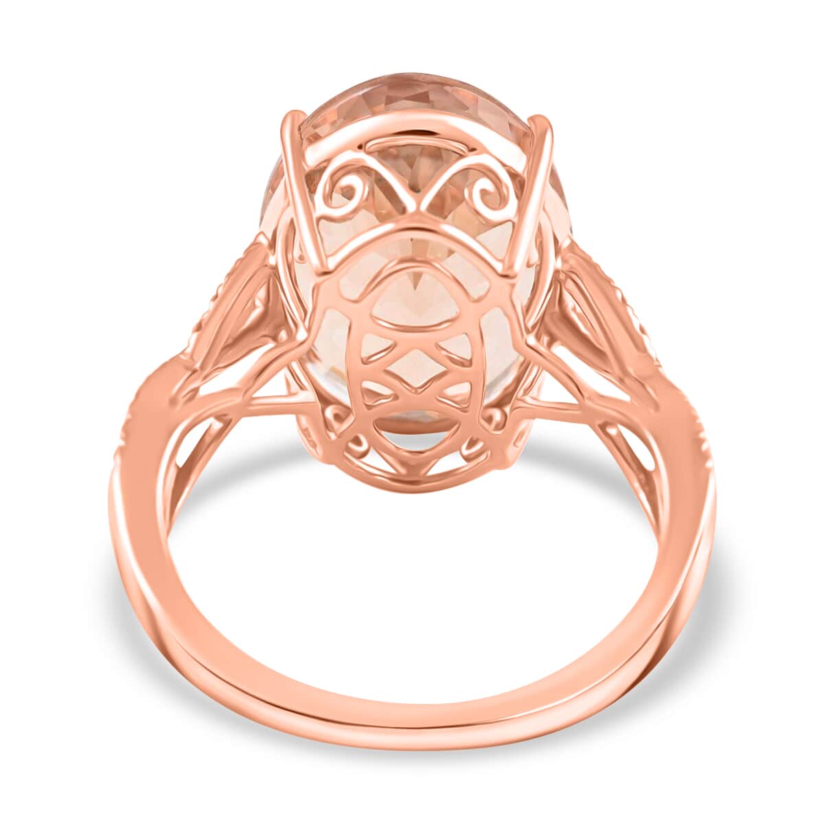 Certified and Appraised Iliana 18K Rose Gold AAA Marropino Morganite and G-H SI Diamond Ring (Size 10.5) 4.10 Grams 9.00 ctw image number 4