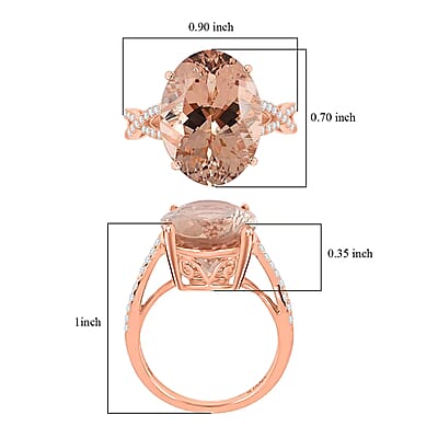 Certified and Appraised Iliana 18K Rose Gold AAA Marropino Morganite and G-H SI Diamond Ring (Size 11.0) 4.10 Grams 9.00 ctw