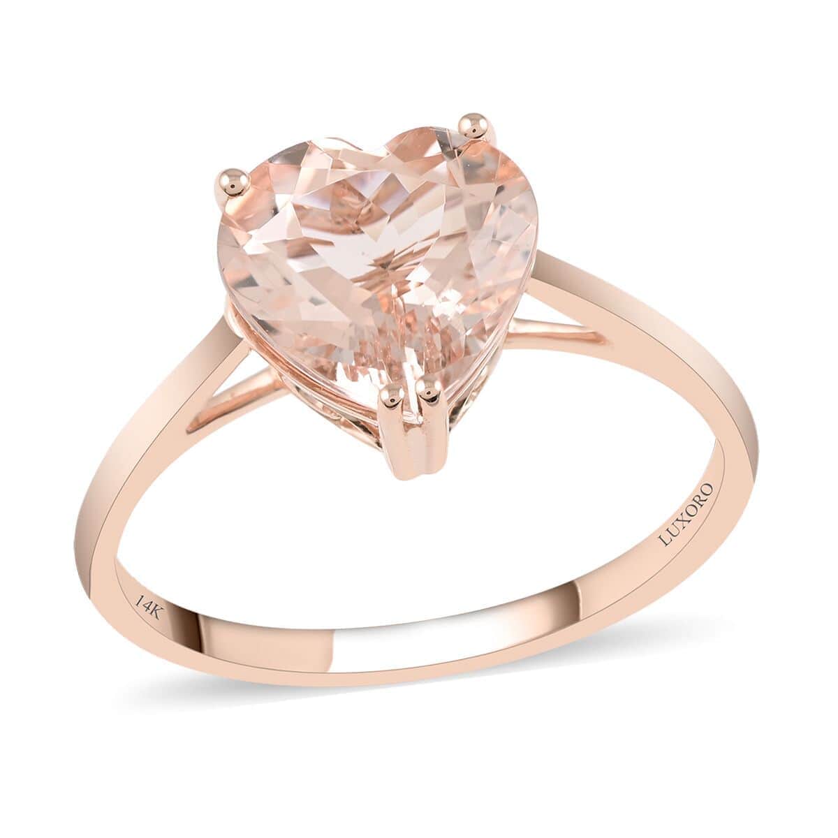 Luxoro 14K Rose Gold AAA Marropino Morganite Solitaire Ring (Size 7.5) 2.40 ctw image number 0