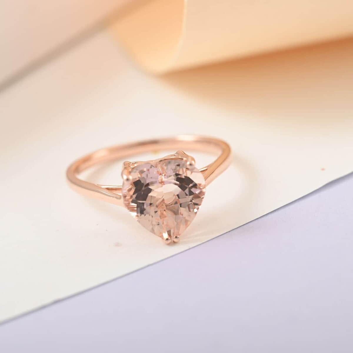 Luxoro 14K Rose Gold AAA Marropino Morganite Solitaire Ring (Size 7.5) 2.40 ctw image number 1