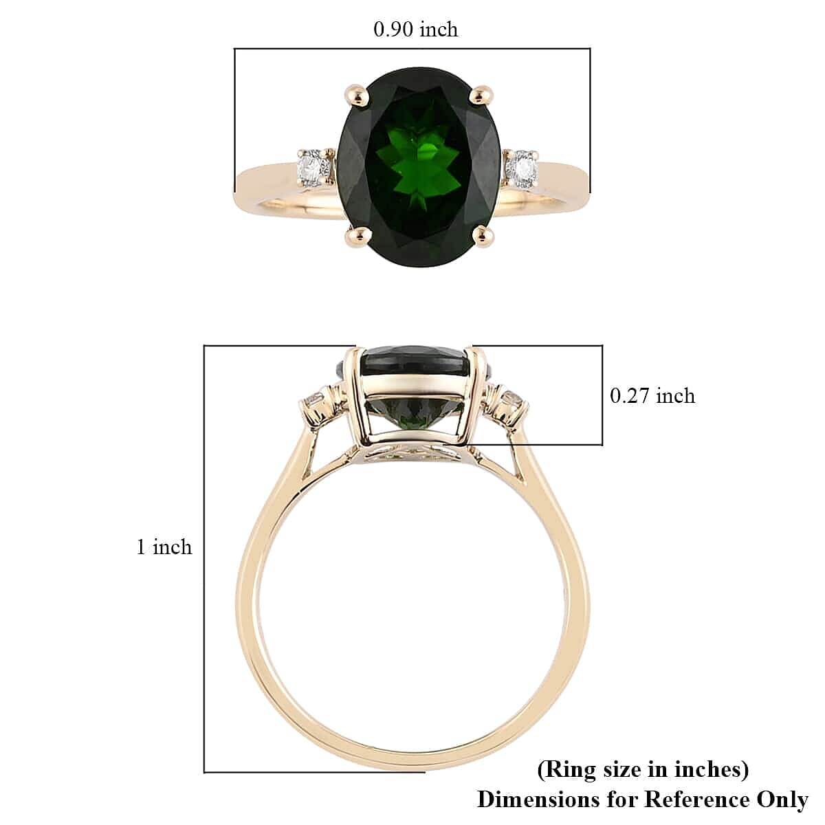 Luxoro 10K Yellow Gold AAA Chrome Diopside and Diamond Solitaire Ring (Size 7.5) 3.70 ctw image number 5