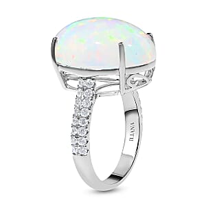 Certified & Appraised Iliana AAA Ethiopian Welo Opal and G-H SI Diamond 9.40 ctw Ring in 18K White Gold (Size 8.5) 4.30 Grams
