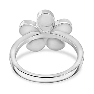 Simulated Multi Color Diamod Ring in Rhodium Over Sterling Silver (Size 8.0)
