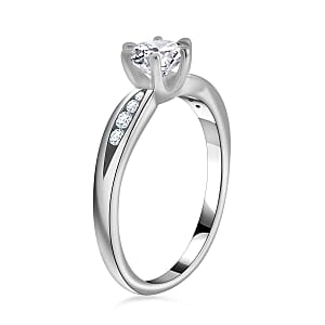 Moissanite 0.90 ctw Ring in Rhodium Over Sterling Silver (Size 6.5)