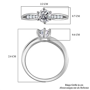 Moissanite 0.90 ctw Ring in Rhodium Over Sterling Silver (Size 6.5)
