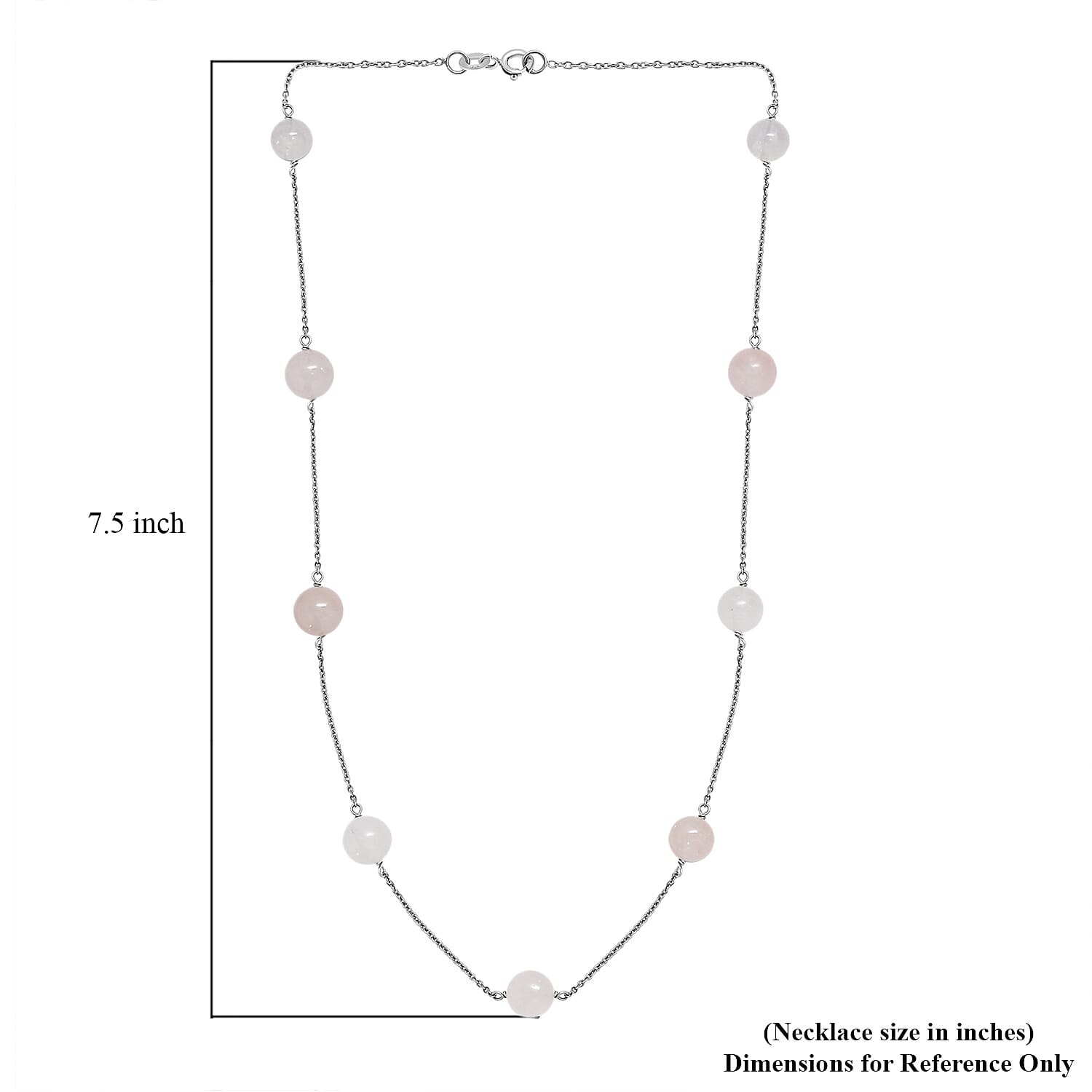 Galilea Rose Quartz Station Necklace 20 Inches in Rhodium Over Sterling Silver 40.00 ctw