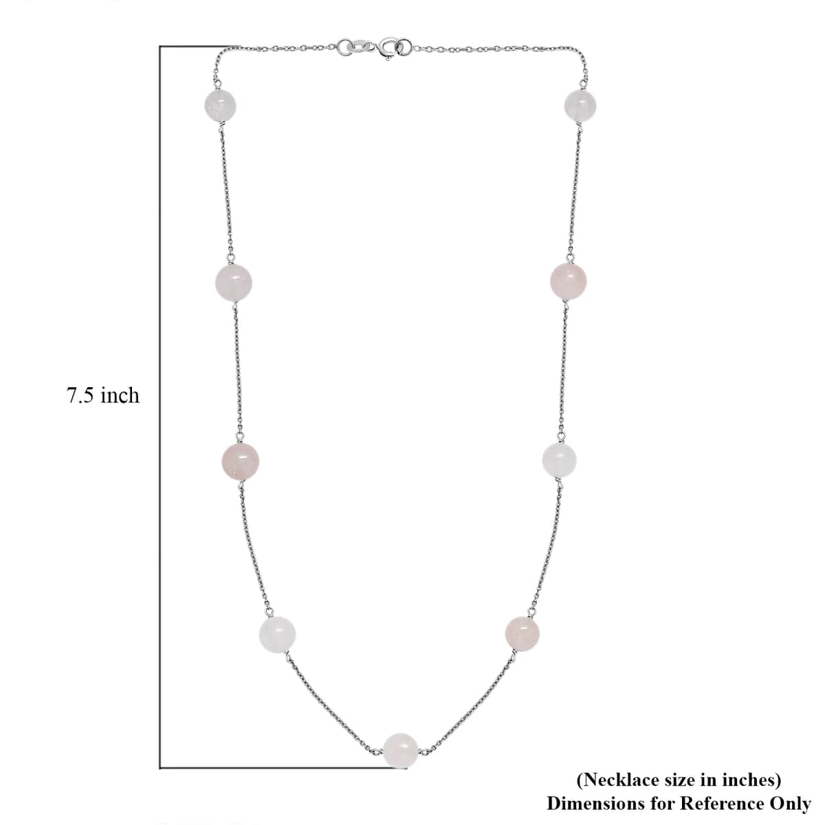 Galilea Rose Quartz Station Necklace 20 Inches in Rhodium Over Sterling Silver 40.00 ctw image number 5