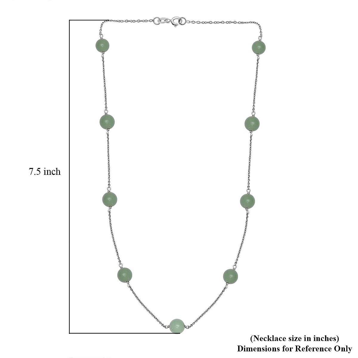 Green Aventurine Station Necklace 20 Inches in Rhodium Over Sterling Silver 35.00 ctw image number 5